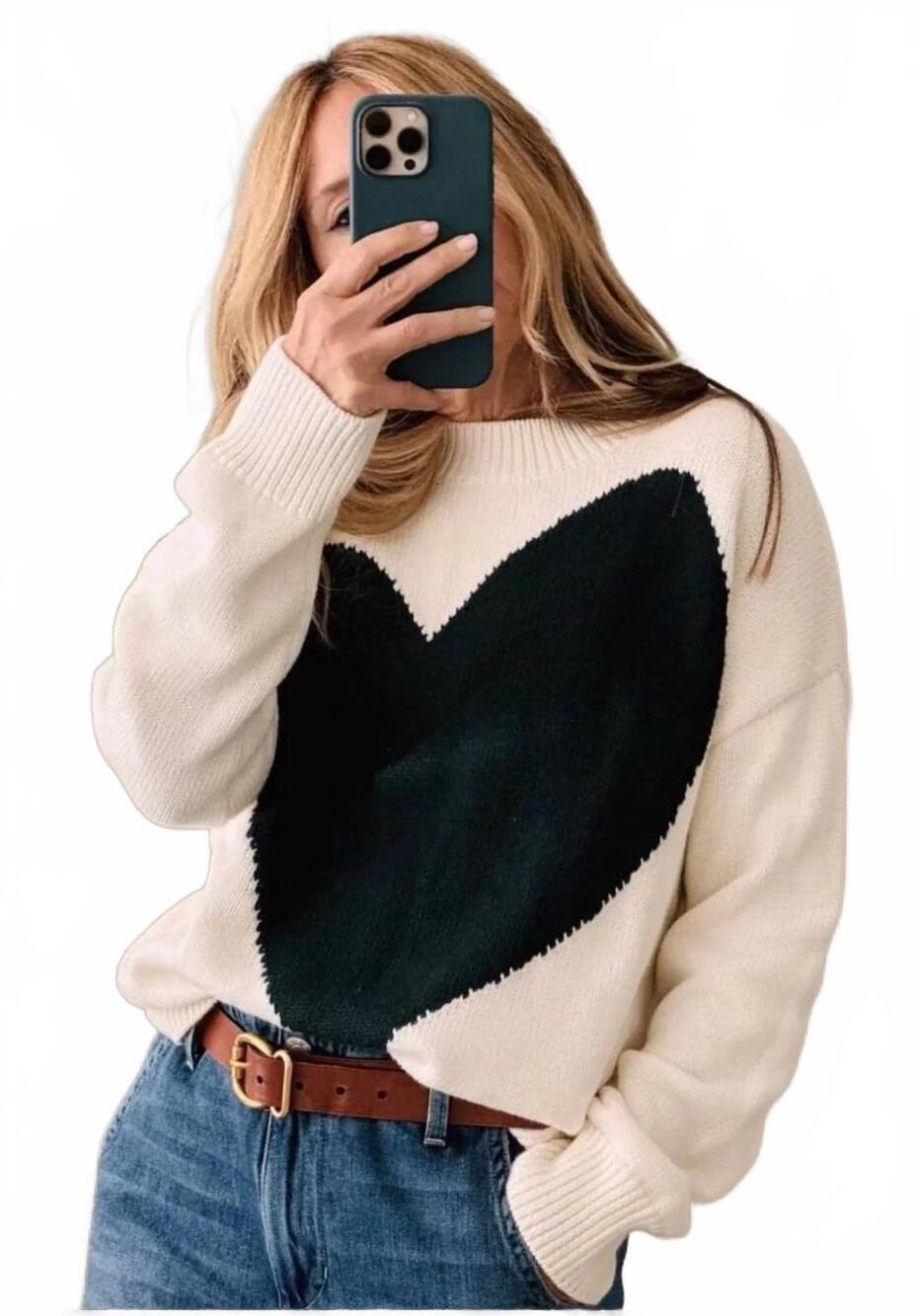 NEW KERRI ROSENTHAL women's benton sweater imperfect heart in white